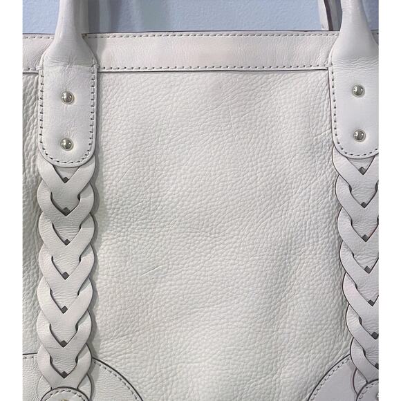 Kate Spade Ivory Large Leather Tote Bag Braided Accent Off-White Vintage Purse - Picture 11 of 16